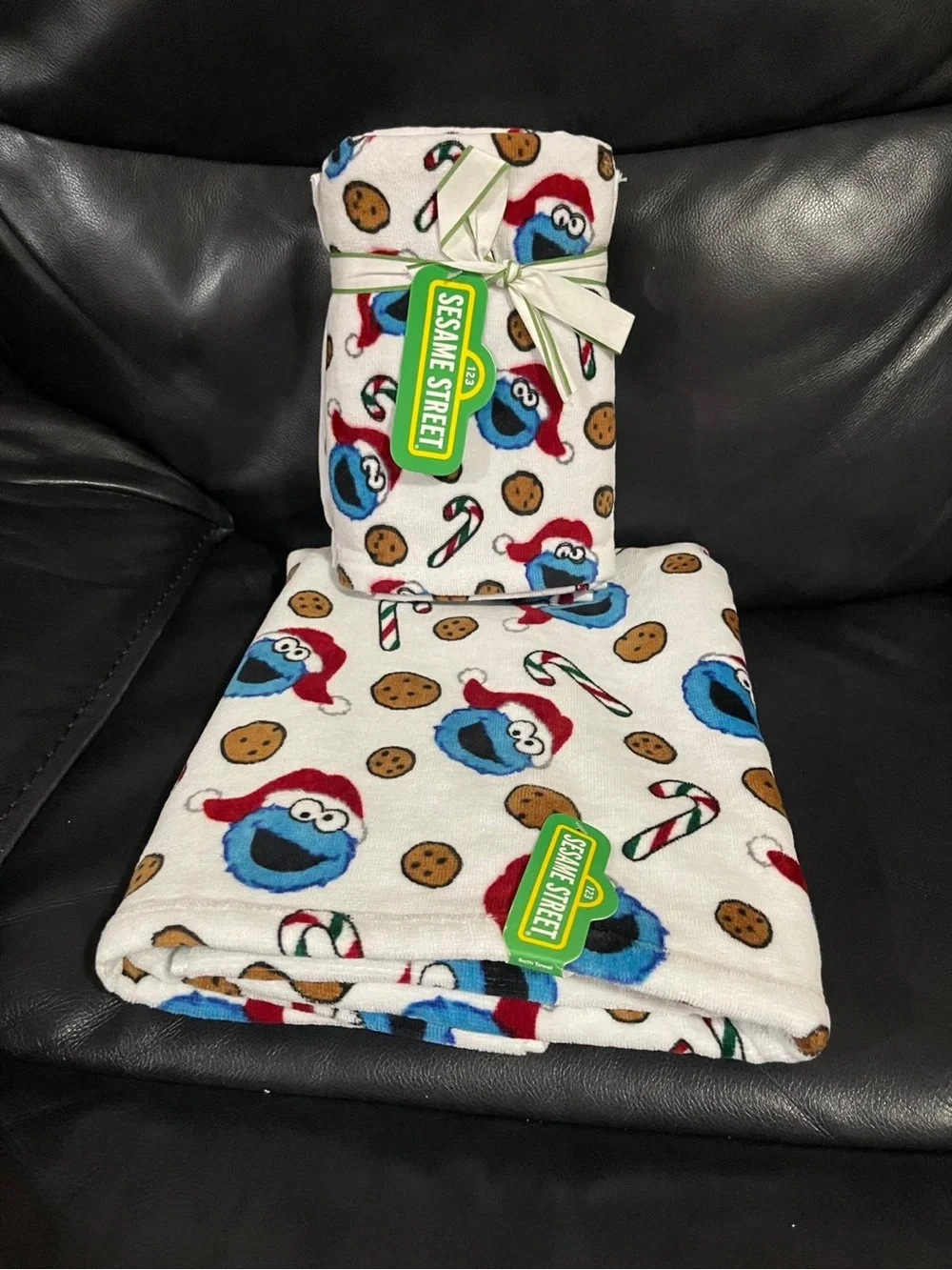 Christmas Sesame Street Cookie Monster Hand Towels, Set of 2